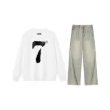 White Sweatshirt+Yellow Denim Jeans