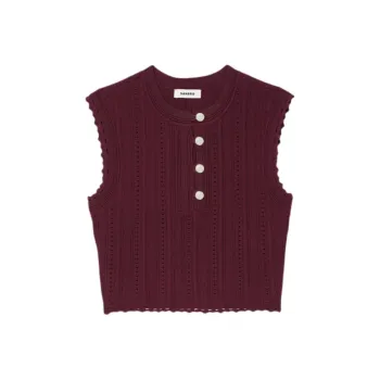 Sandro Scallop trim Crop Top