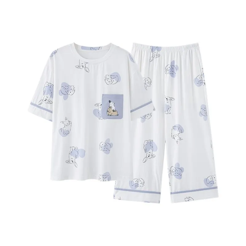 XISHE Pajama Set Women's Light Blue-0