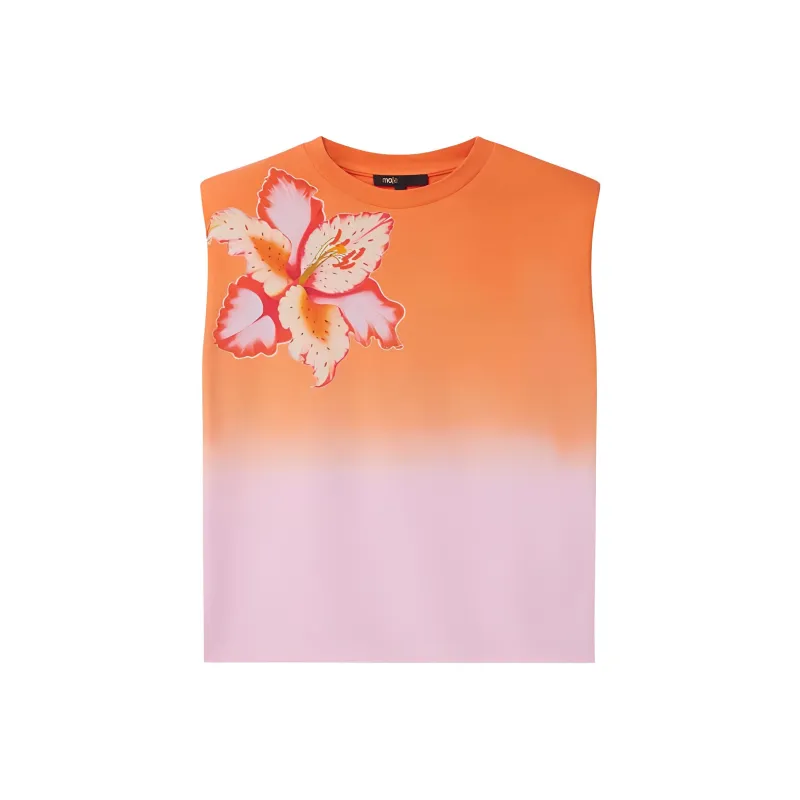 Maje Floral print Ombré T shirt-0