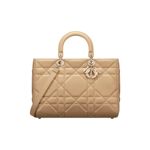 DIOR Lady D Sire Cow Leather Lady Dior Bag, Shoulder Bag, Crossbody Bag, Handbag Large Size Women's Cookie