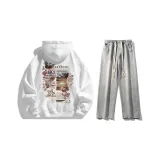 Clothing Sets (White Sweatshirt+Light Blue Jeans) (Fleece-Lined)