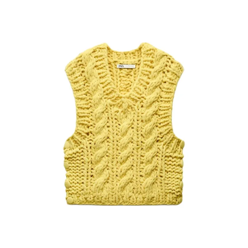 ZARA Tank Tops Women's Yellow-0