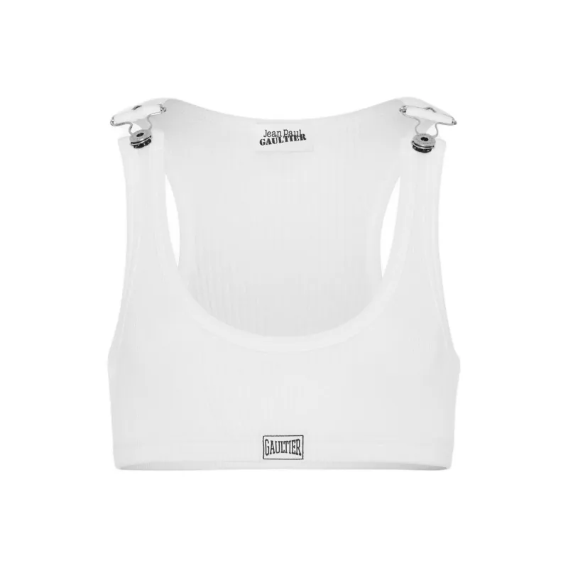 Jean Paul Gaultier Cropped Patch Tank Top 'White'-0