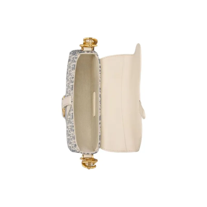 DIOR Saddle Denim Oblique Saddle Bag Crossbody Bag, Shoulder Bag Mini Women's Blue & Beige-4