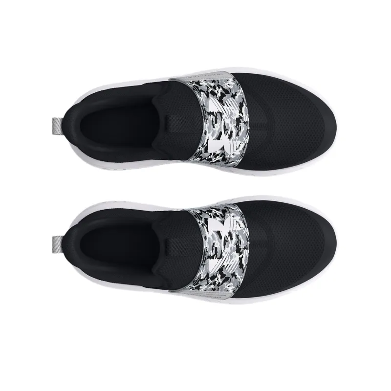 Under Armour Flash Printed GS Shock Absorbers Low Top Running Shoes Black White Teenagers-2
