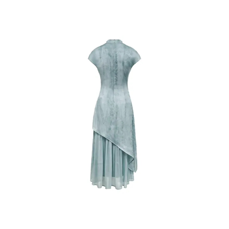 SKYA Short Sleeved Dress Women's Turquoise-1