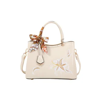 PAYOT Microfiber Synthetic Leather Shoulder Bag, Crossbody Bag, Handbag Women's Ecru