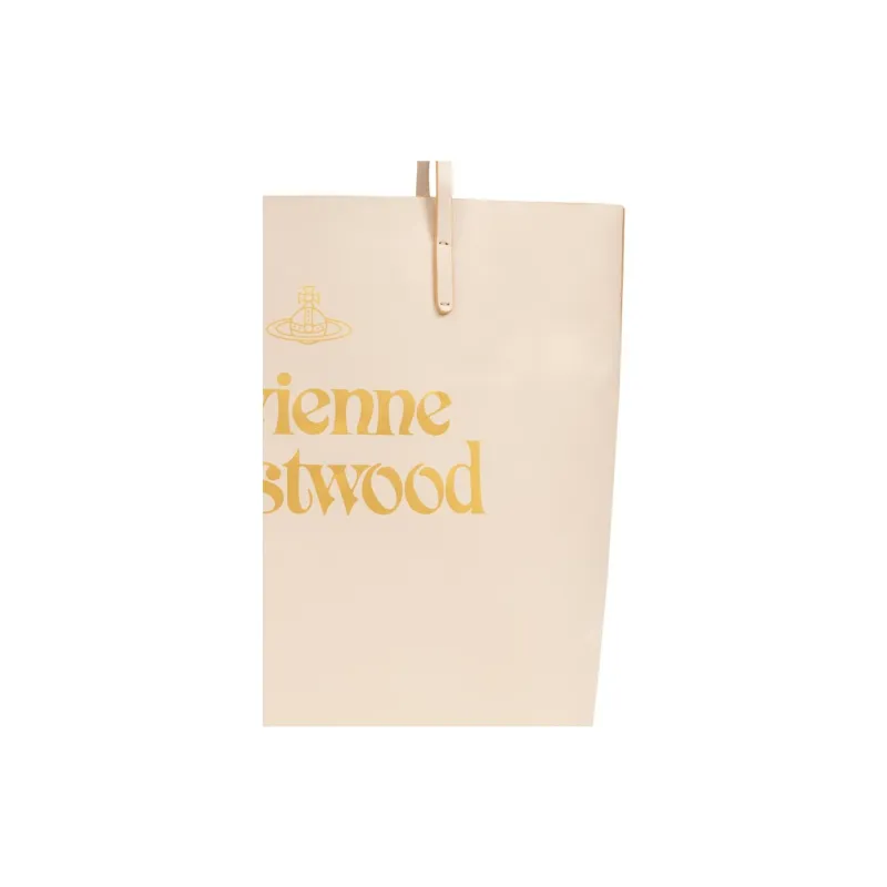 Vivienne Westwood Leather Tote Bag, Shopping Bag, Handbag Women's Beige-3