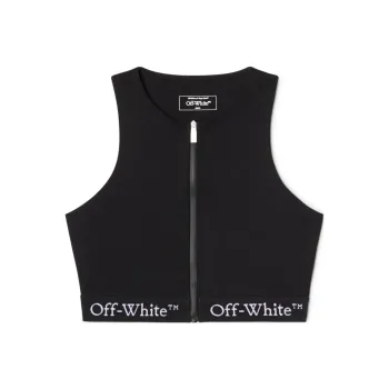 OFF WHITE Zip Up Crewneck Sleeveless Top