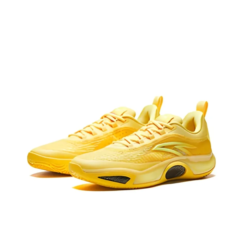 Anta Anti Slip Wear Resistant Mid Top Nitrogen Technology Basketball Shoes Men's Yellow-1