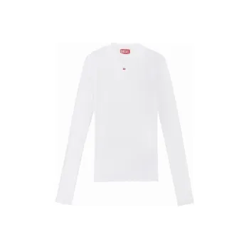 DIESEL Women's T Mokky Sl Microdiv Mock Neck Ribbed Tank Top White