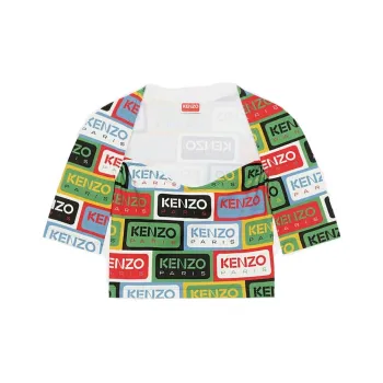 KENZO All Over Logo Printed Crewneck Crop Top