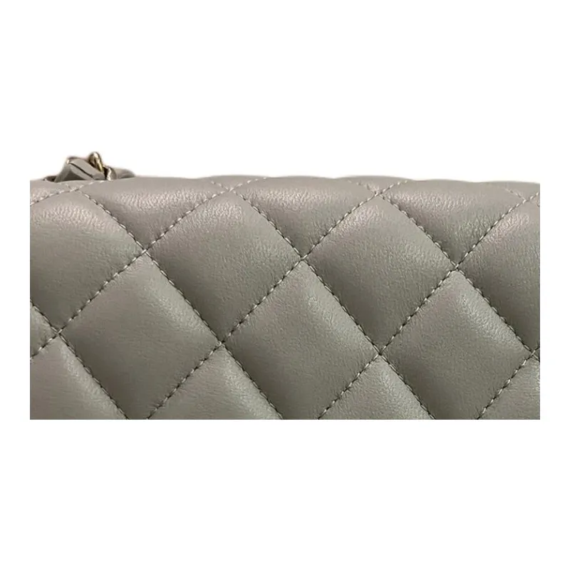 CHANEL Classic Flap CF Lambskin Shoulder Bag, Crossbody Bag Mini Women's Light Gray-3