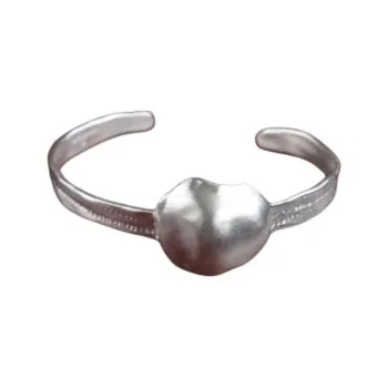 FOUNDRY BOUNDARY 925 Sterling Silver White Gold Plated Bangles Unisex Silver