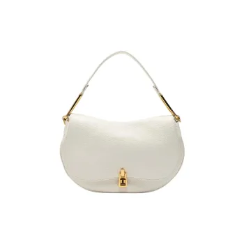 COCCINELLE Grain Leather One Shoulder Handbag Medium Size Women's White