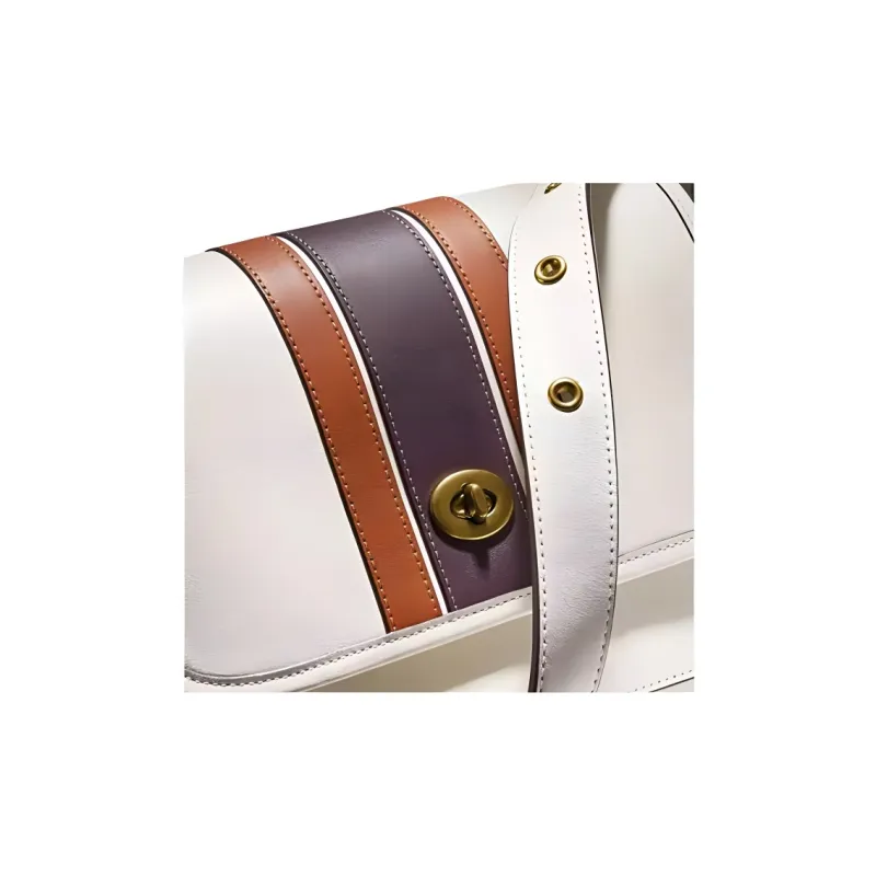COACH Rambler Leather Shoulder Bag, Crossbody Bag Small Size Women's White-3
