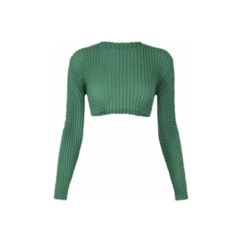 ISSEY MIYAKE Crop Tops Women's Green