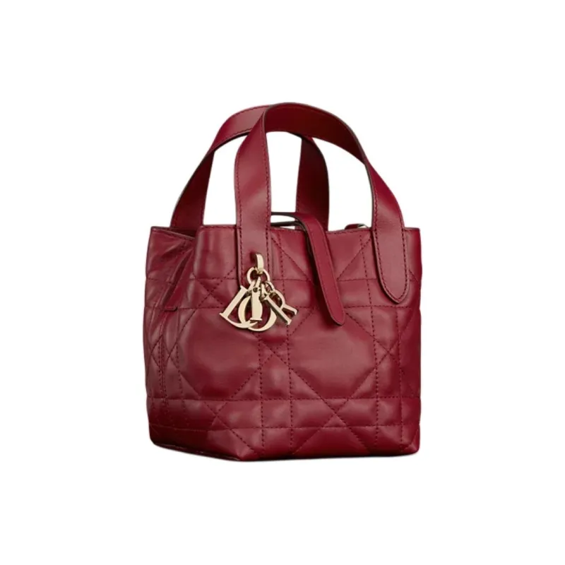 DIOR Toujours Calfskin Tote Bag, Shopping Bag, Shoulder Bag, Handbag Nano Women's Burgundy-2