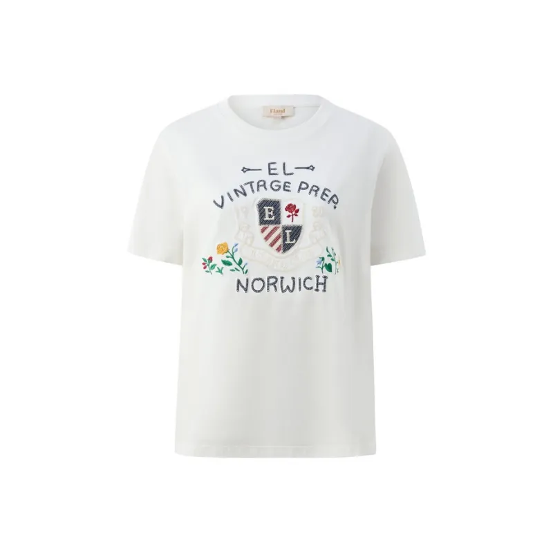 E.land T Shirt Women's Ivory White/White-0