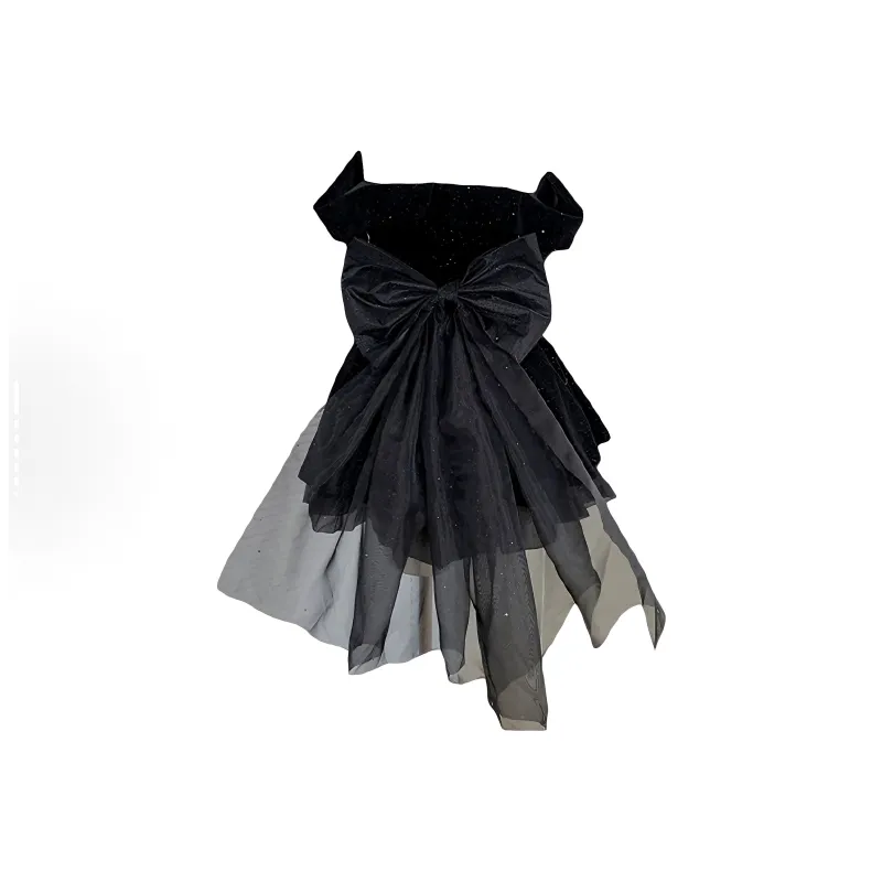 POPO.INFO Short Sleeved Dress Women's Black-1