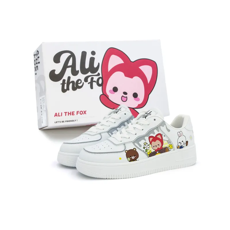 ALI THE FOX Skateboard Shoes Women's Low Top White/Blue-0