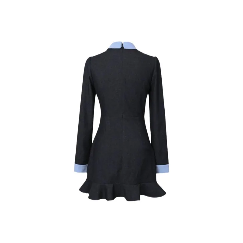 YGPRW Long Sleeved Dress Women's Navy Blue-1