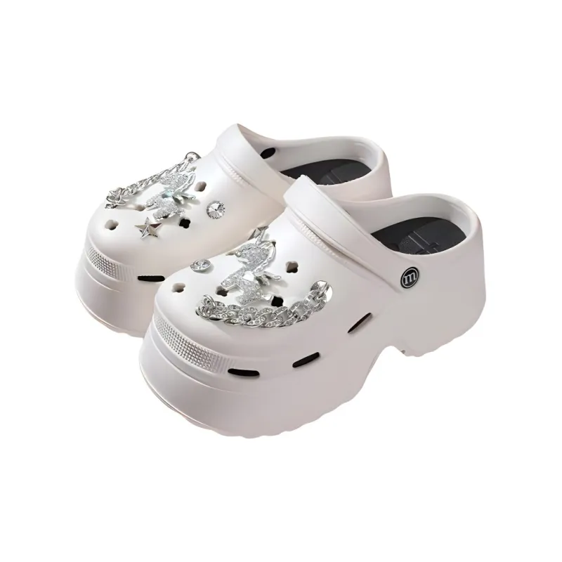 Ke Jiayi Summer Platform Height Increasing Rhinestone Slip Resistant Slippers-6