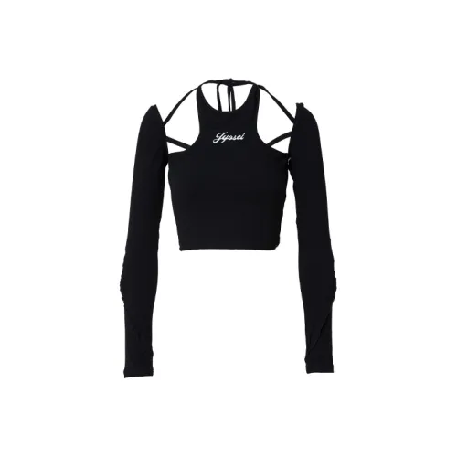 JYOSEI Mock Two Piece Long Sleeved T Shirt Women's Black