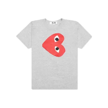 Comme Des Garcons Play Women's Red Sideways Heart T shirt Grey
