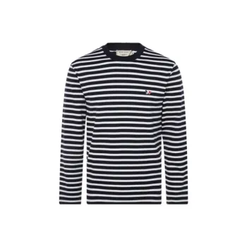 Maison Kitsune Striped Fox Patch Classic T Shirt