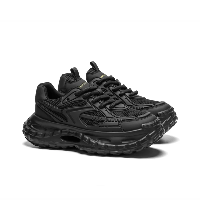 Meixi Breathable Height Increase Low Top Chunky Sneakers Men's Black-3