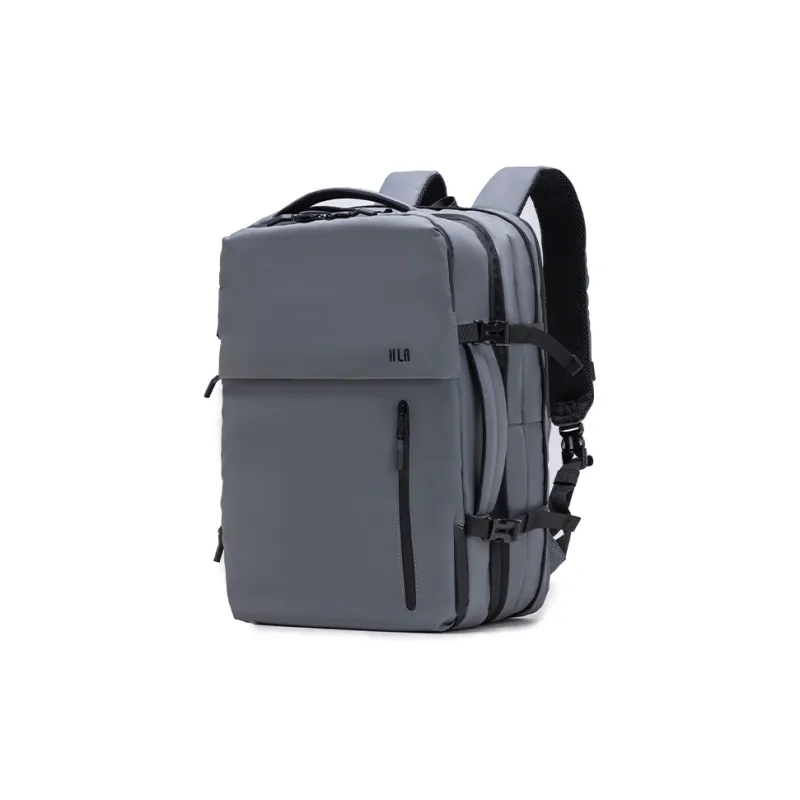 HLA Polyester Computer Luggage Bag, Travel Bag, Backpack Large Size Men's Black/Gray-8