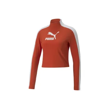 PUMA T7 Cropped Slim Longsleeve Tee T-Shirt Women's Red