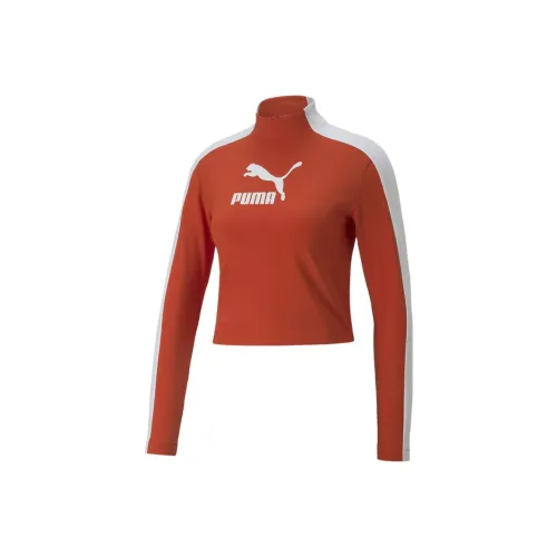 PUMA T7 Rosewaterped Slim Longsleeve Tee T-Shirt Women's Red