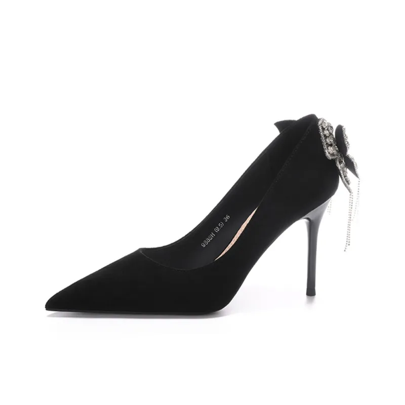 Lan Miao Slim Heel High Heels Women's Black-0