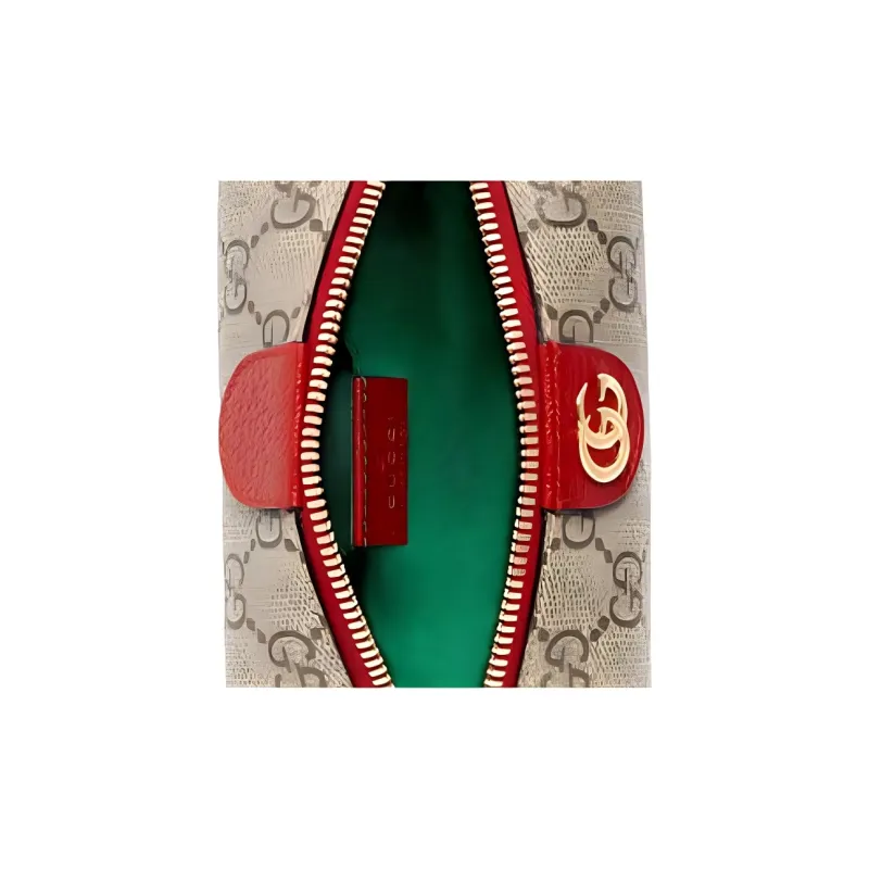 GUCCI Ophidia Canvas With Leather Clutch, Makeup Bag, Toiletry Bag Small Size Women's Furong Red-4