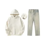 Khaki Sweatshirt+Yellow Mud Jeans (Thickened and Fleece-Lined)