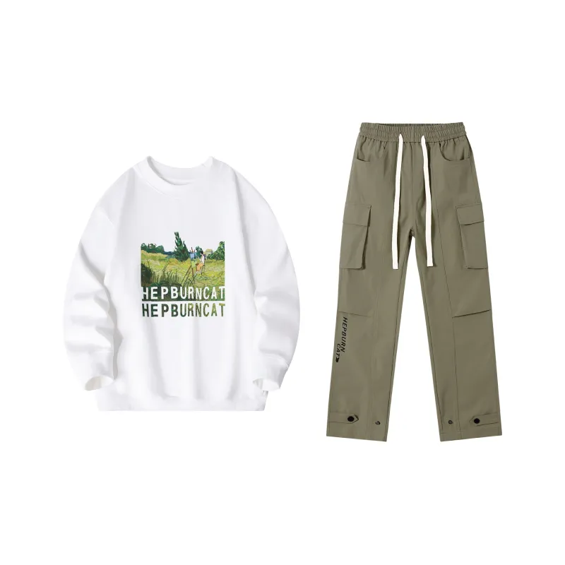 Hepburn Cat Sweatshirt Sets Unisex-4