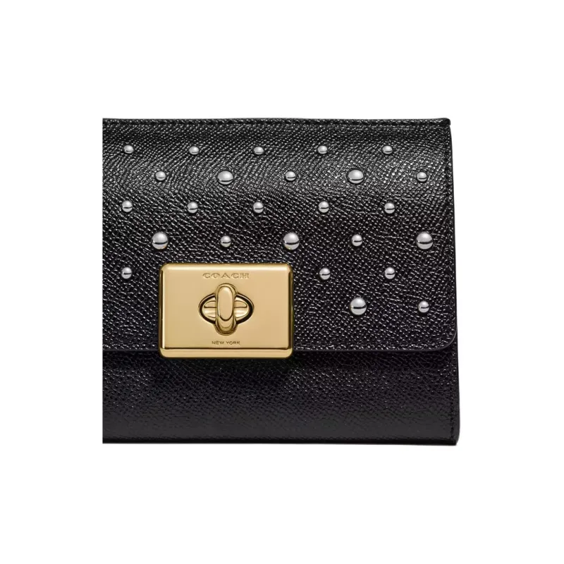 COACH Cassidy Leather Wallet Medium Size Women's Black-3