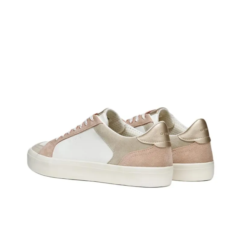 GEOX D EMMELENY E Abrasion Resistant Low Top Skateboard Shoes Women's White Pink-4