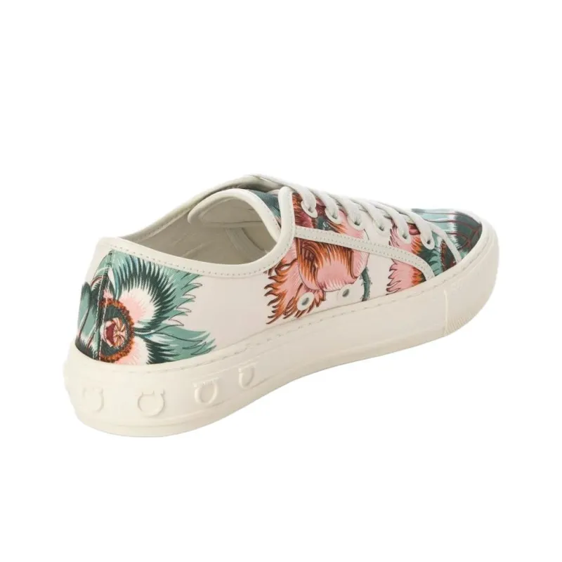 FERRAGAMO Low Top Skateboard Shoes Women's Beige Green-2