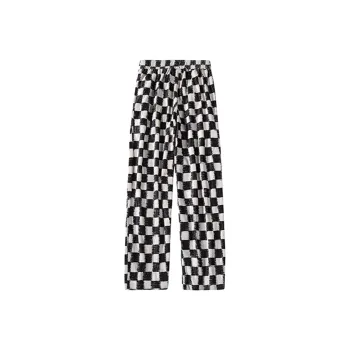 HELIPORT Casual Pants Unisex Black White Plaid