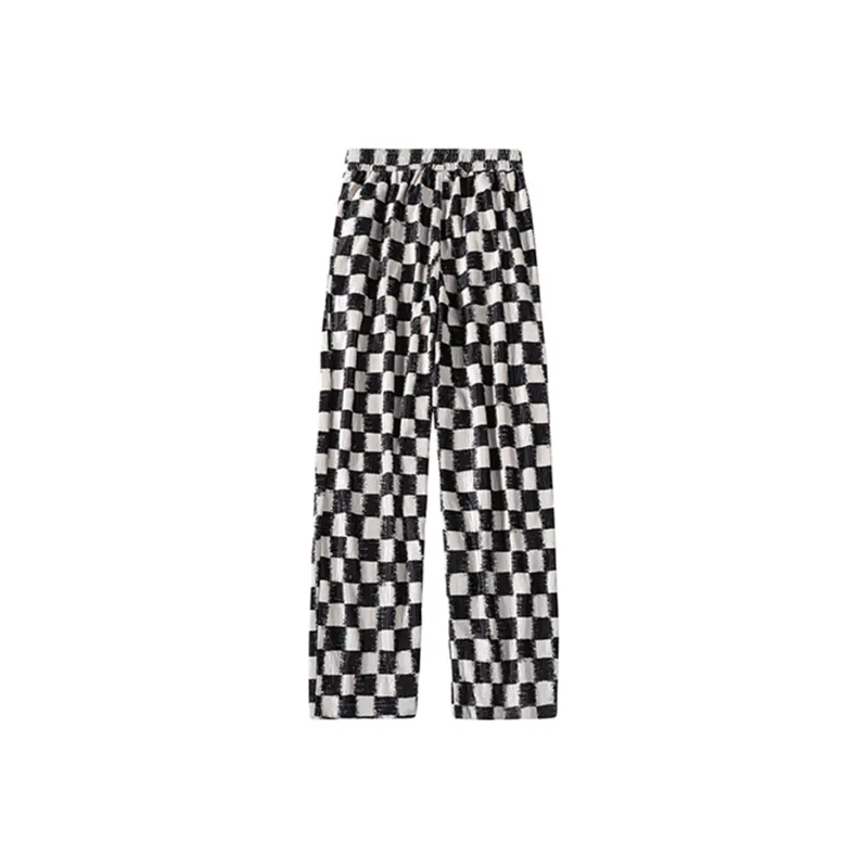HELIPORT Casual Pants Unisex Black White Plaid-0