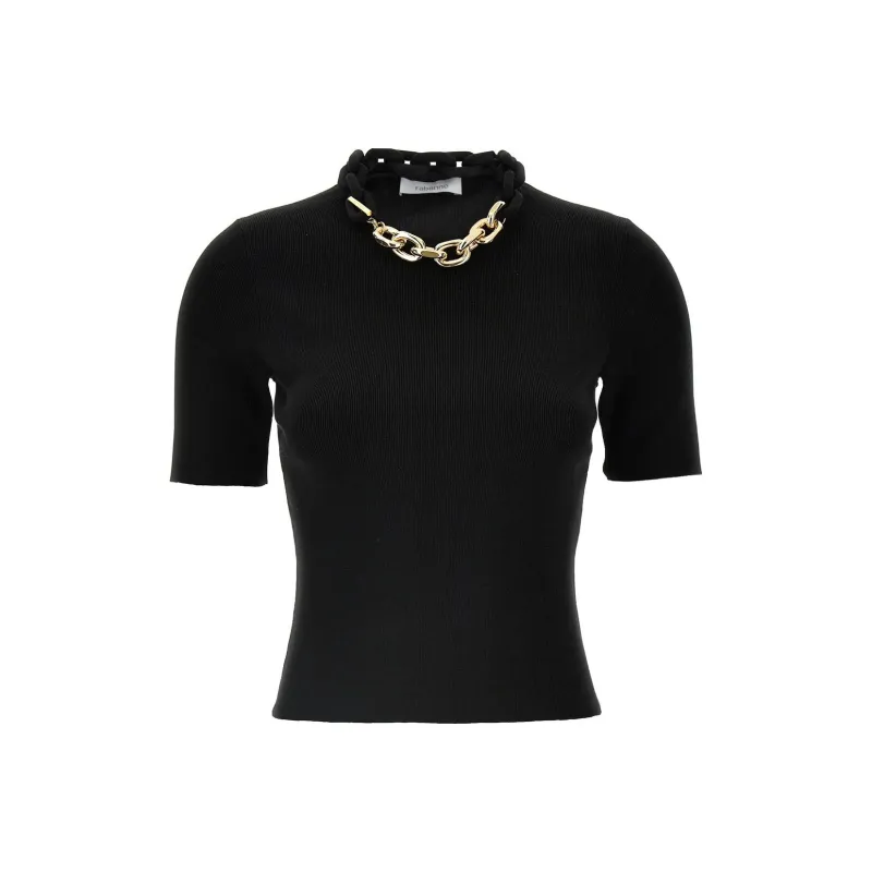Paco Rabanne Chain Link Detailed Crewneck Top-0