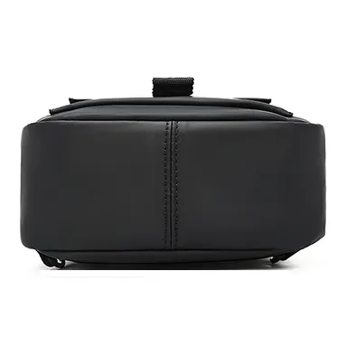 Old Man's Head Synthetic Leather Sling Bag Men's Black-5