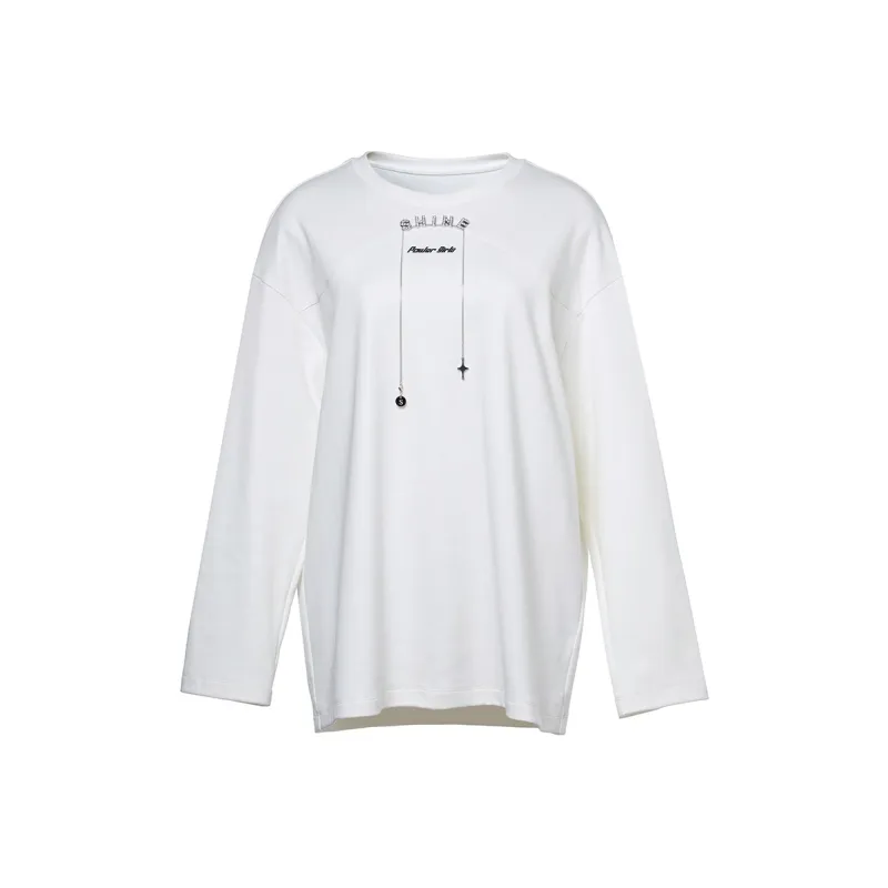 LOFT SHINE Straight Long Sleeved T Shirt Women's Raw White-0