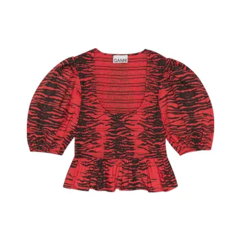 GANNI Crop Tops Women's Fire Red
