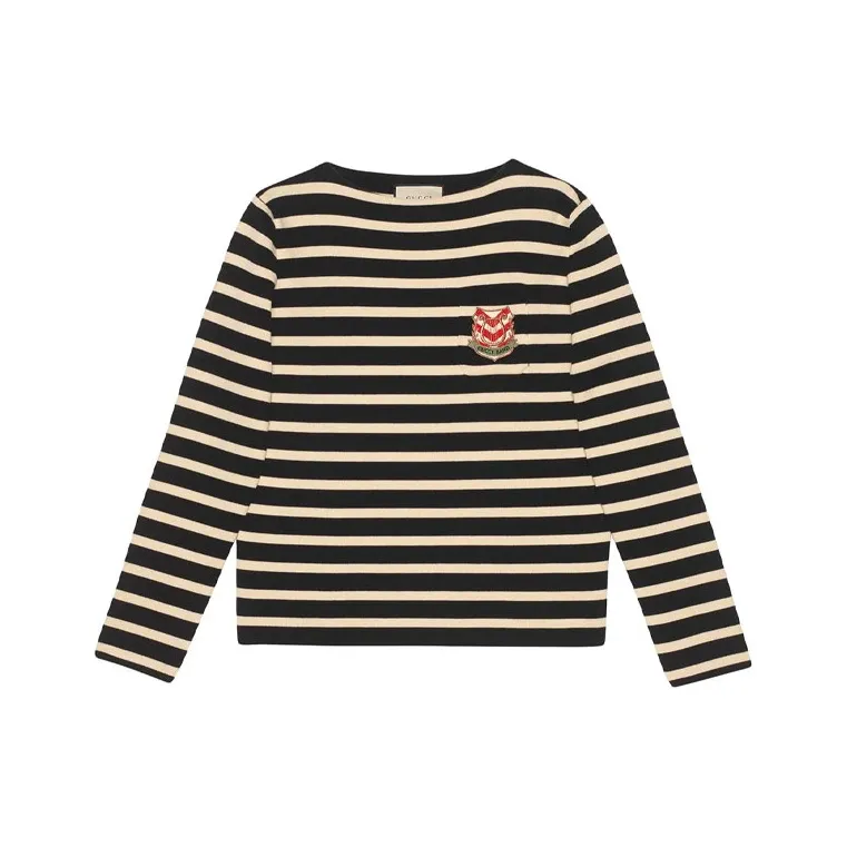 GUCCI T-Shirts Women's Black White Stripes-0