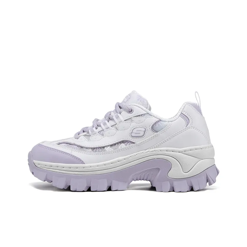 Skechers Street Anti Slip Wear Resistant Low Top Chunky Sneakers Women's White Purple-0